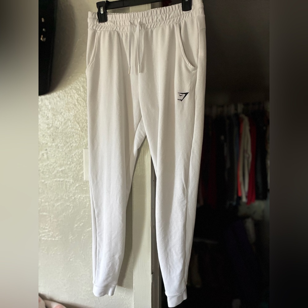 Gymshark White Tapered Drawstring Joggers